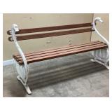 LARGE VINTAGE WROUGHT IRON SWAN BENCH IN VERY