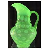 VTG. FENTON URANIUM OPALESCENT COIN DOT PITCHER