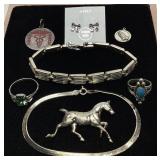 ASSORTED STERLING SILVER JEWELRY, 38.1g TOTAL