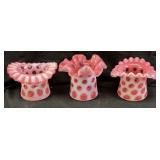 (3) VTG. FENTON CRANBERRY OPALESCENT COIN DOT