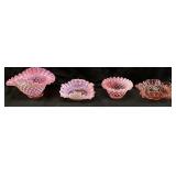 (4) FENTON CRANBERRY & PINK OPALESCENT HOBNAIL