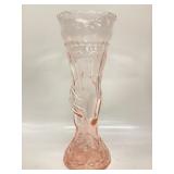 Vintage pink glass Hand holding torch vase