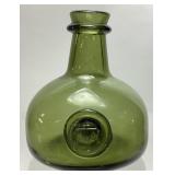 VTG. HAND BLOWN GREEN GLASS ONION SHAPED VASE