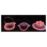(4) VTG. FENTON CRANBERRY OPALESCENT HOBNAIL