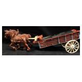 VTG. CAST IRON HORSE DRAWN WAGON TOY, MISSING