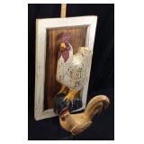 (2) VTG. HAND CARVED WOODEN ROOSTER FOLK ART IN