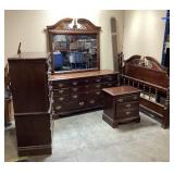 TRADITIONAL STYLE CHERRY FINISH BEDROOM SET,