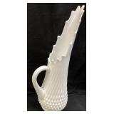 FENTON HOBNAIL MILK GLASS SWUNG PITCHER VASE