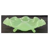 1930s FENTON JADEITE GREEN RUFFLED RIM BOWL