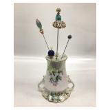 R.S. Poland reproduction porcelain hat pin holder