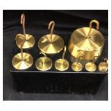 VTG. EISCO LABS HOOKED BRASS WEIGHTS w 9 WEIGHTS