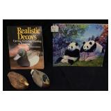 DUCK DECOY BOOK w 2 SMALL WOODEN DECOYS &
