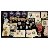 ASSORTED VTG. PINS, BADGES, RIBBONS, AUGUSTA