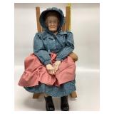 Grandma Porcelain Doll Sitting In Her Rocking