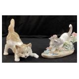 (2) LLADRO CAT FIGURINES, PLAYFUL KITTEN #5091 &