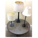 ROUND COFFEE TABLE WITH 3 TABLE LAMPS