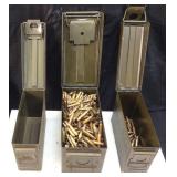 (3) MILITARY AMMO CANS, 1 FILLED WITH HXP .30-06