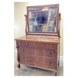 Antique Oak American Empire Waterfall Front