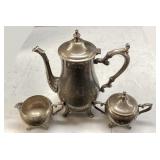 WM ROGERS 3-PIECE SILVER PLATED COFFEE/TEA SET,