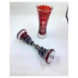 Bohemian Ruby red "cut-to-clear" glass door