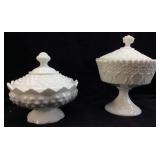 (2) Fenton Silver Crest Spanish Lace Covered