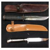 (2) FIXED BLADE KNIVES WITH SHEATHS,