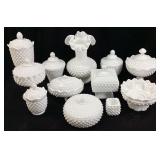 ASSORTED VTG. FENTON HOBNAIL WHITE MILK GLASS