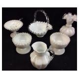 6 Pieces Of Fenton Silver Crest Art Glass,
