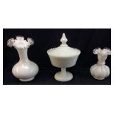 3 Pieces Of Fenton Silver Crest Ruffled Edge