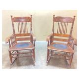 Pair of antique American oak rocking chairs