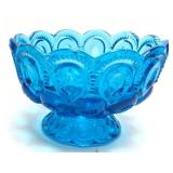 VTG. L.E. SMITH MOON & STARS BLUE GLASS PEDESTAL