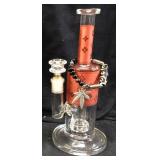 GLASS WATER PIPE BONG, ADORNED WITH BEADED