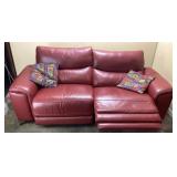 RED LEATHER RECLINING LOVESEAT