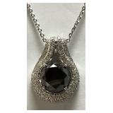 14KT WHITE GOLD DIAMOND PENDANT, 18in L CHAIN,