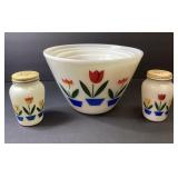 Fire-King Tulip pattern milk glass mixing bowl