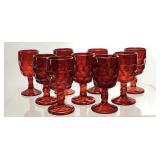 SET OF 9 VIKING, GEORGIAN RUBY WINE GLASSES, 5in H