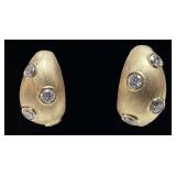 14KT YELLOW GOLD DIAMOND HOOP EARRINGS, 3.45cts