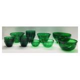 19pc Mcm Forest Green Bowls By Anchor Hocking