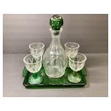 Avon Emerald Green Glass Decanter Set