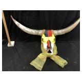 HAND PAINTED STEER SKULL WALL ART