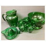 Anchor Hocking Forest Green Glass Punch Bowl