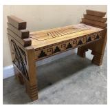 HAND CARVED SOUTHWESTERN STYLE WOODEN BENCH