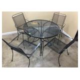 BLACK WROUGHT IRON 5-PIECE PATIO DINING SET