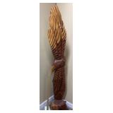 LARGE HAND CARVED WOODEN SOARING EAGLE SCULPTURE