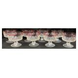 SET OF 8 FEDERAL GLASS CO, YORKTOWN RUBY BANDED