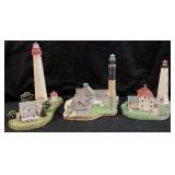 (3) DANBURY MINT HISTORIC LIGHTHOUSE FIGURINES,