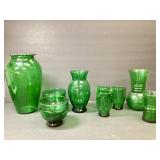 Anchor Hocking Forest/emerald Green Glass Vases