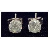 14KT WHITE GOLD DIAMOND STUD EARRINGS, ROUND