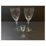 2 Vintage Fostoria Cut Crystal Tall Optic Water