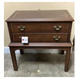 LANE FURNITURE MAHOGANY 2-DRAWER CHAIR SIDE